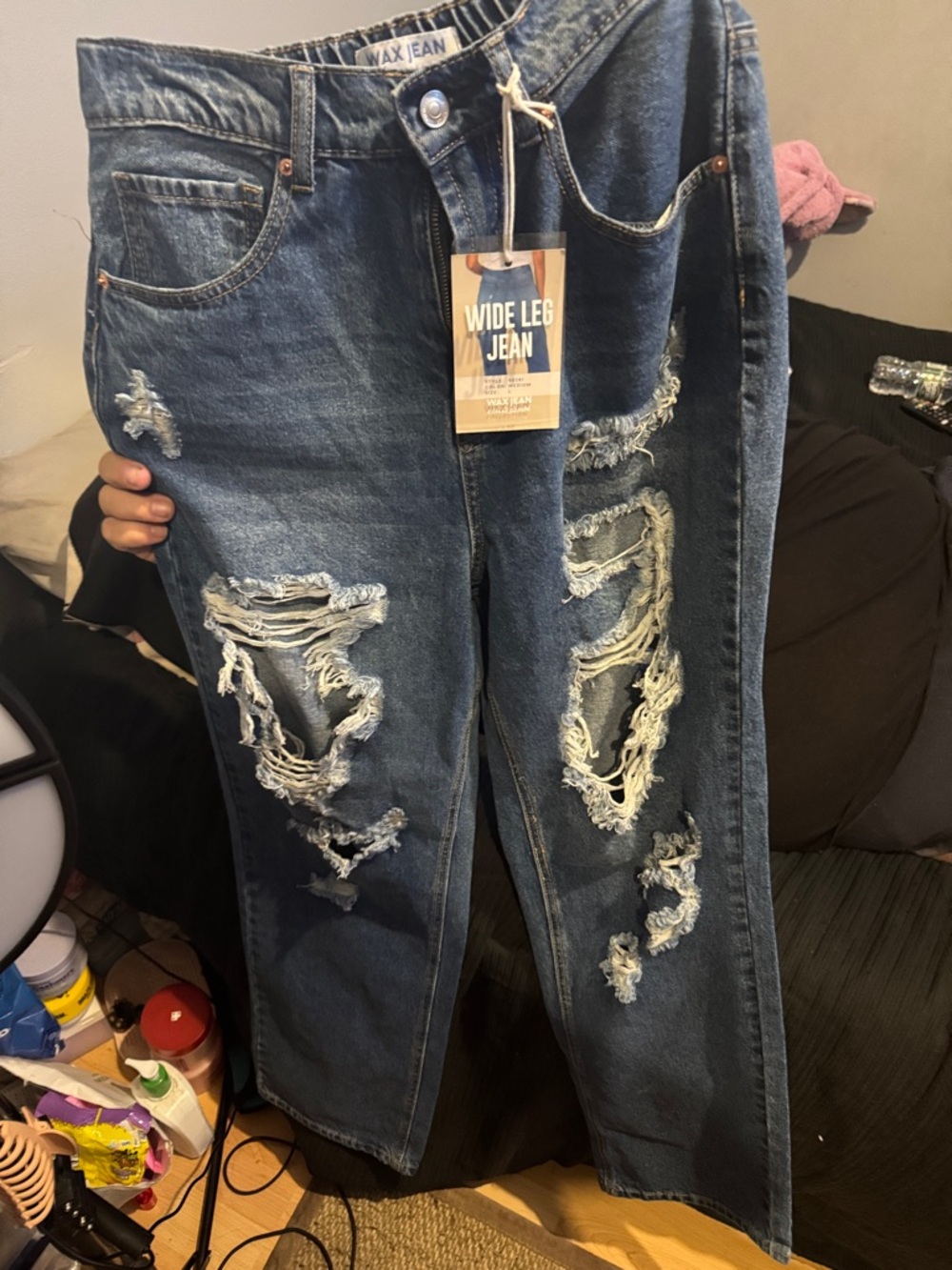 Wax Jean Medium Blue Drawstring Waist Jeans